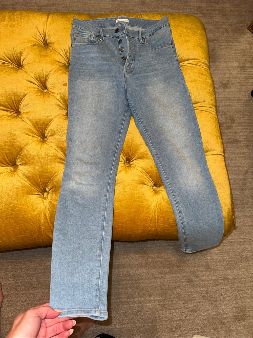 Good American Light Wash Button-Fly Skinny Jeans